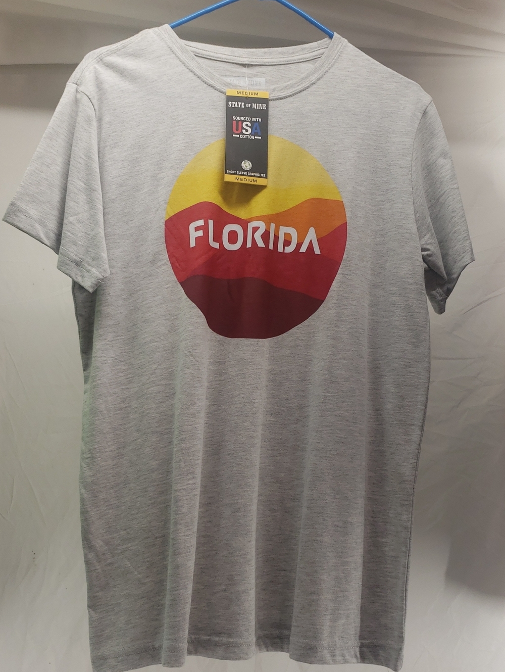 State of Mind Gray Florida Graphic Tee with Sunset Colors